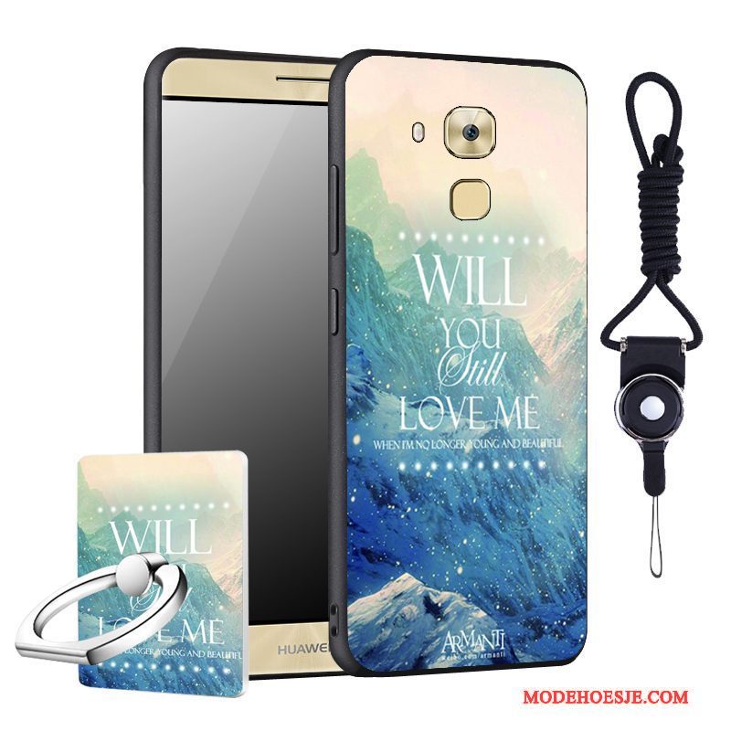 Hoesje Huawei G9 Plus Zacht Telefoon Donkerblauw, Hoes Huawei G9 Plus Zakken Anti-fall