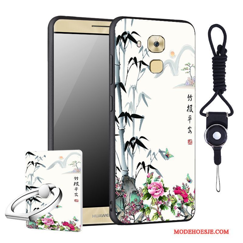 Hoesje Huawei G9 Plus Zacht Telefoon Donkerblauw, Hoes Huawei G9 Plus Zakken Anti-fall