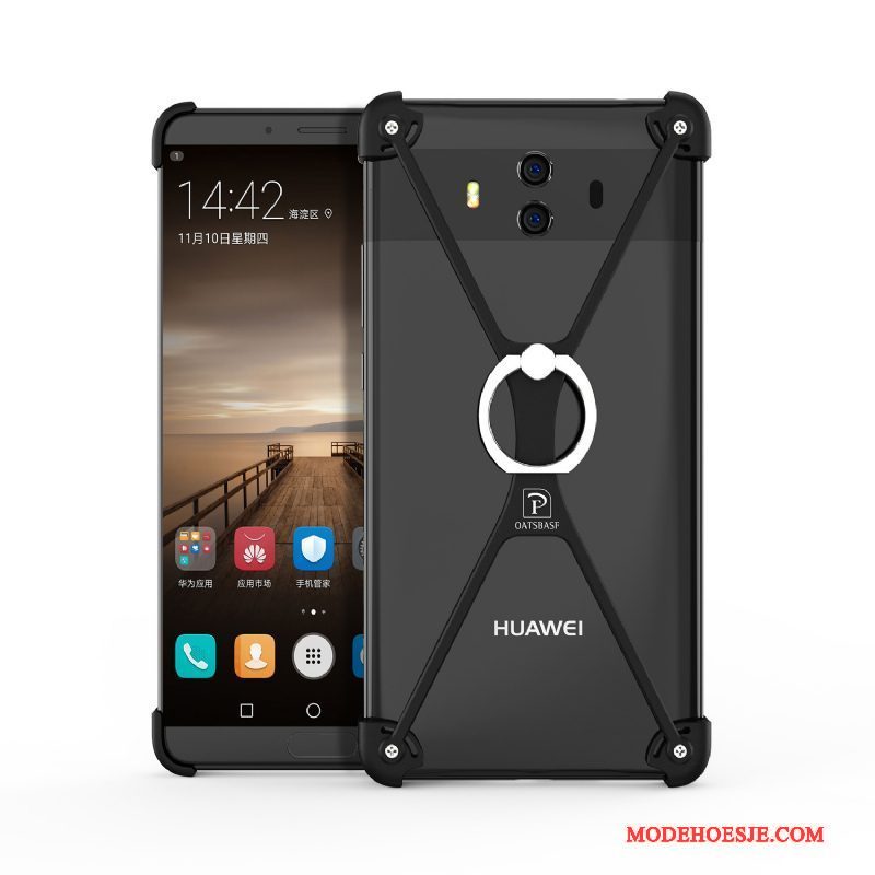 Hoesje Huawei Mate 10 Bescherming Ring Anti-fall, Hoes Huawei Mate 10 Scheppend Trend Zwart