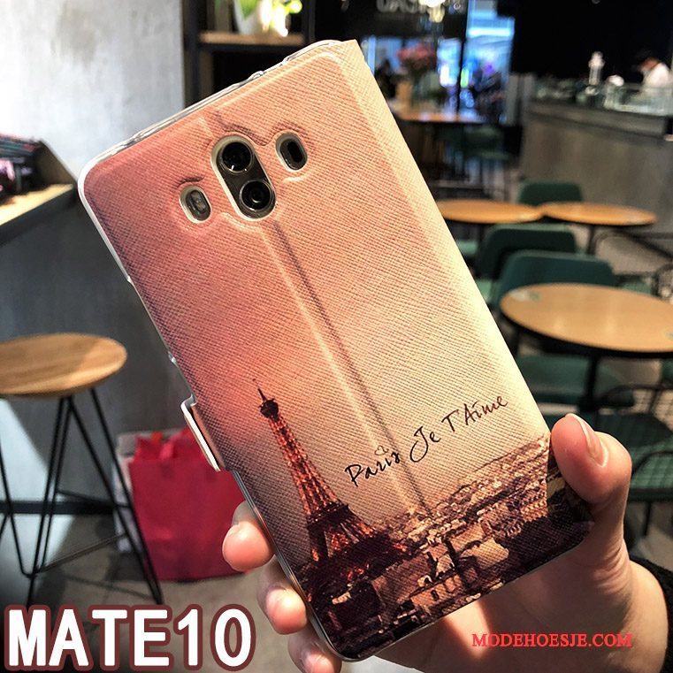 Hoesje Huawei Mate 10 Bescherming Roze Trend, Hoes Huawei Mate 10 Leer Accessoires Winterslaap