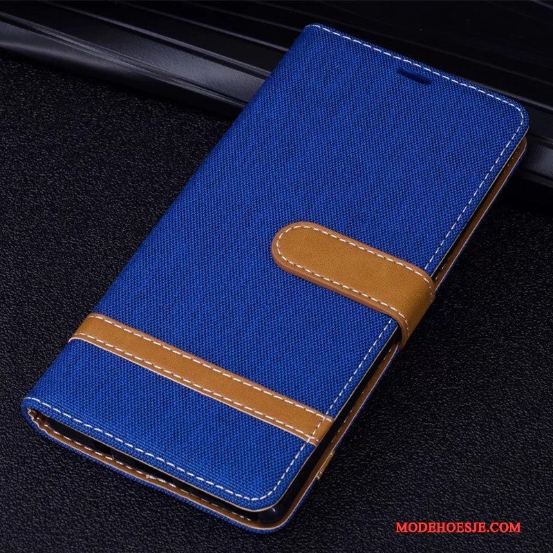 Hoesje Huawei Mate 10 Folio Denim Purper, Hoes Huawei Mate 10 Leer Telefoon