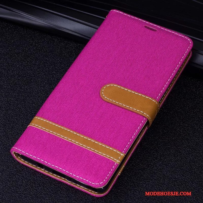 Hoesje Huawei Mate 10 Folio Denim Purper, Hoes Huawei Mate 10 Leer Telefoon