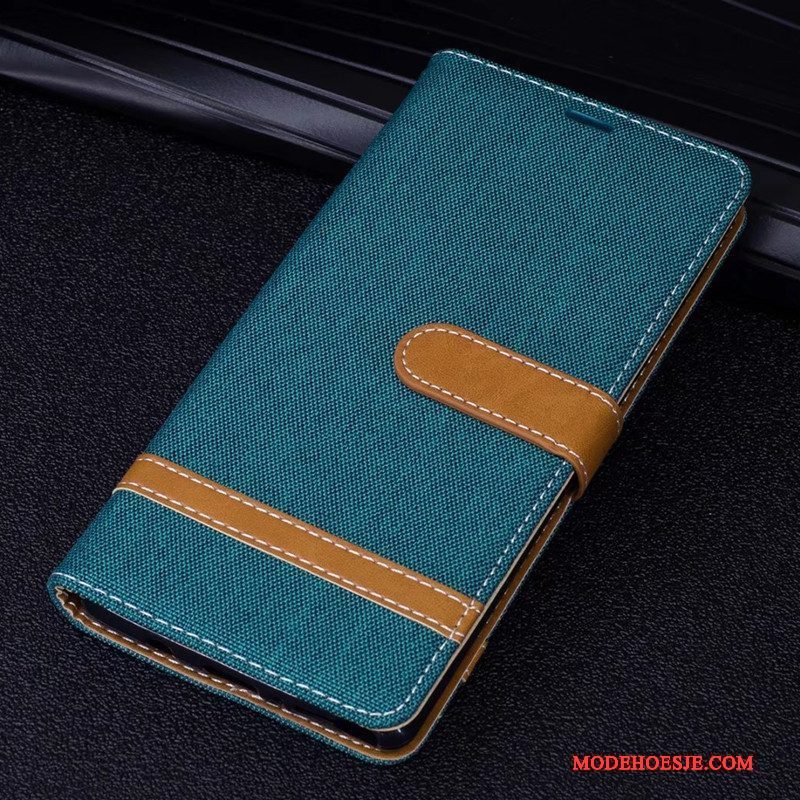 Hoesje Huawei Mate 10 Folio Denim Purper, Hoes Huawei Mate 10 Leer Telefoon