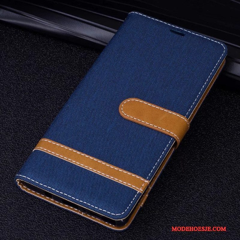 Hoesje Huawei Mate 10 Folio Denim Purper, Hoes Huawei Mate 10 Leer Telefoon