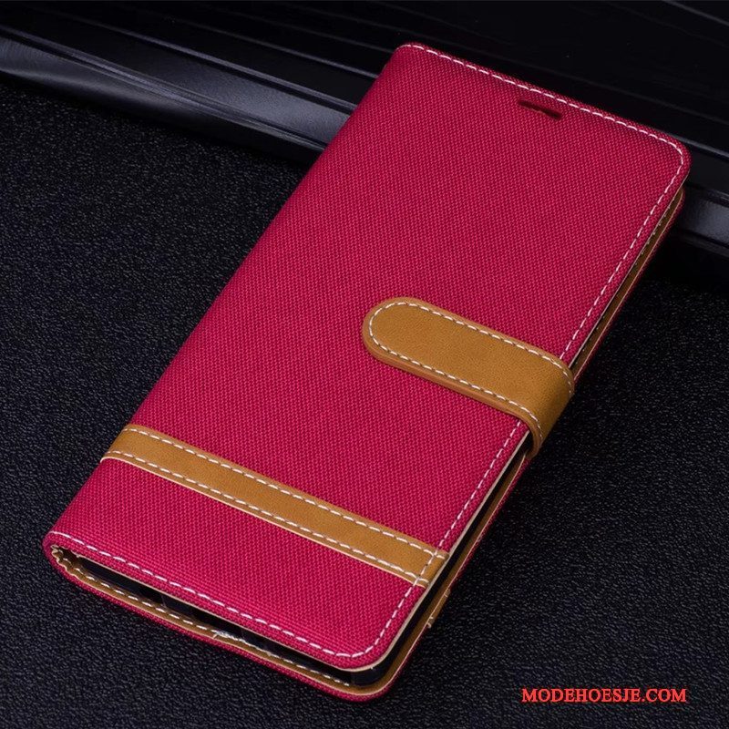 Hoesje Huawei Mate 10 Folio Denim Purper, Hoes Huawei Mate 10 Leer Telefoon