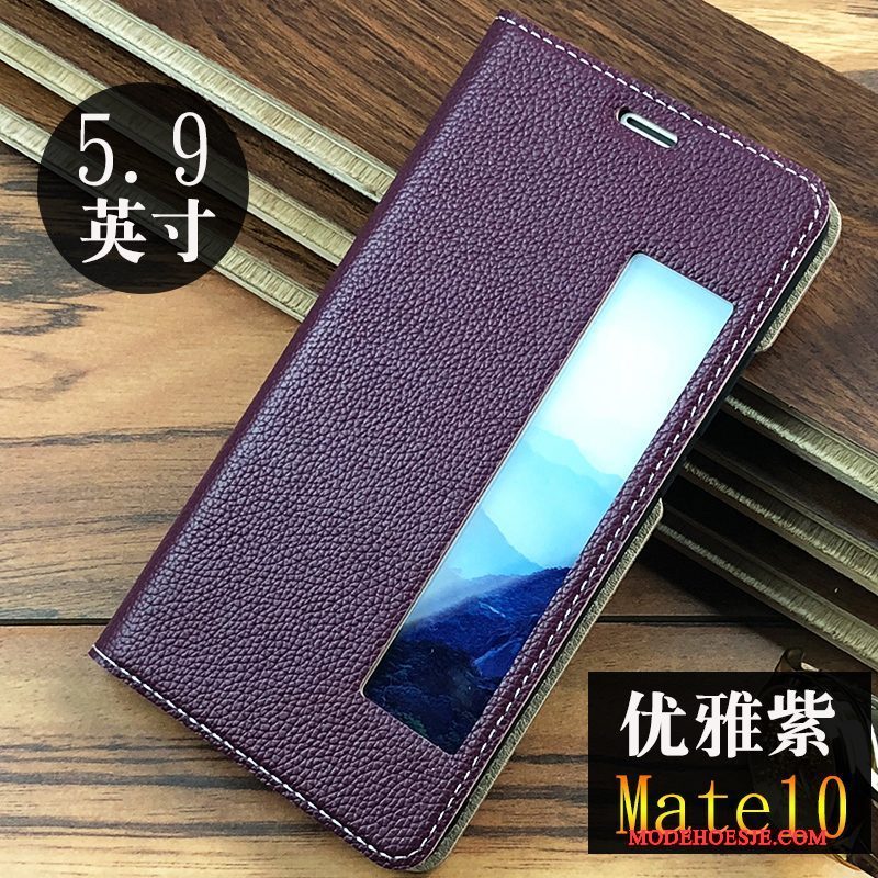 Hoesje Huawei Mate 10 Folio Telefoon Groen, Hoes Huawei Mate 10 Zakken Blauw Anti-fall