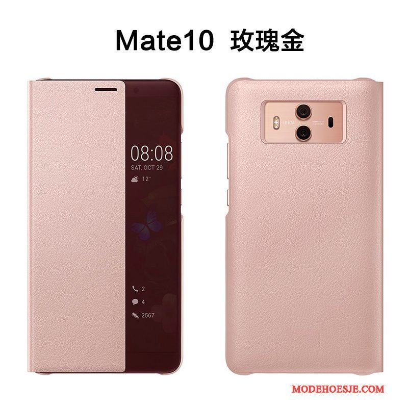 Hoesje Huawei Mate 10 Leer Anti-fall Goud, Hoes Huawei Mate 10 Folio Telefoon