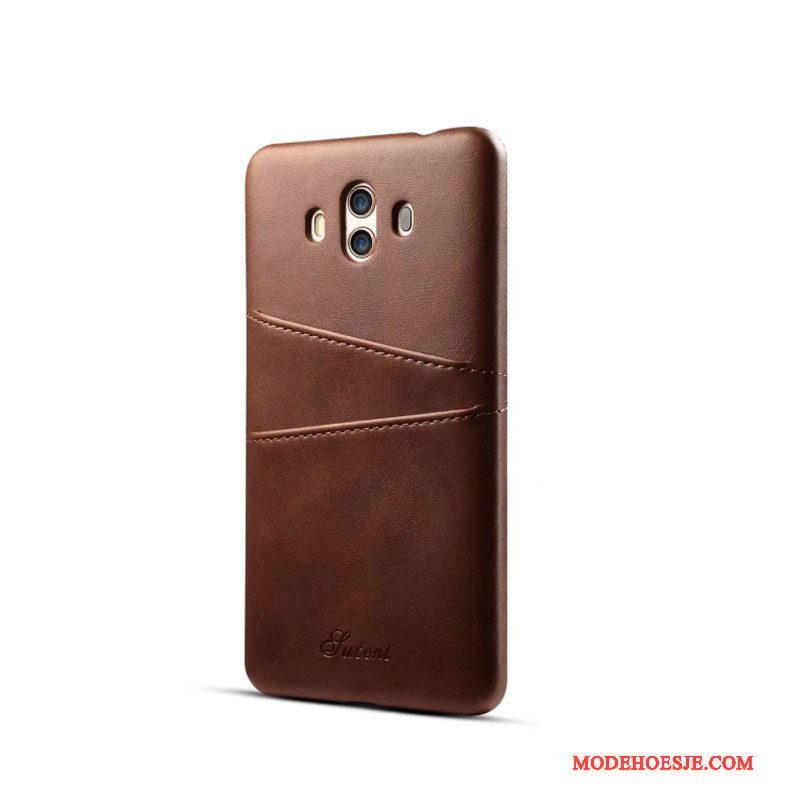 Hoesje Huawei Mate 10 Leer Kaarttelefoon, Hoes Huawei Mate 10 Bescherming Anti-fall Trend