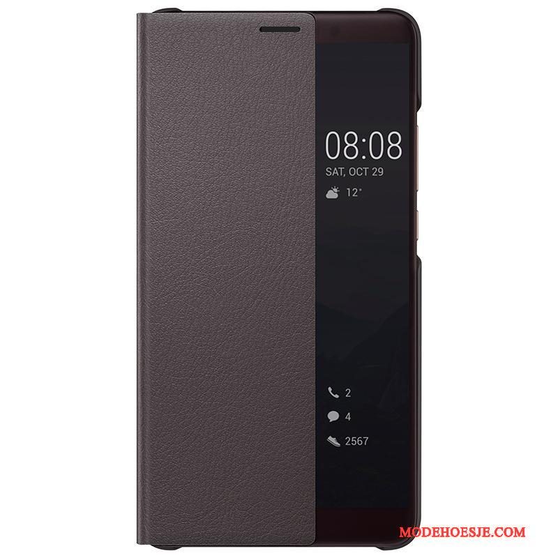 Hoesje Huawei Mate 10 Leer Telefoon Zwart, Hoes Huawei Mate 10 Folio