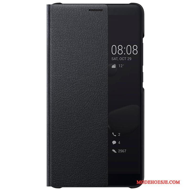 Hoesje Huawei Mate 10 Leer Telefoon Zwart, Hoes Huawei Mate 10 Folio