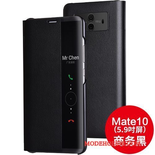 Hoesje Huawei Mate 10 Leer Telefoon Zwart, Hoes Huawei Mate 10 Folio