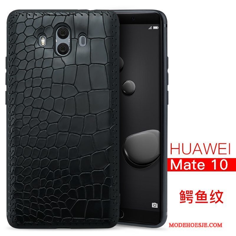 Hoesje Huawei Mate 10 Leer Telefoon Zwart, Hoes Huawei Mate 10 Zakken Kwaliteit Anti-fall