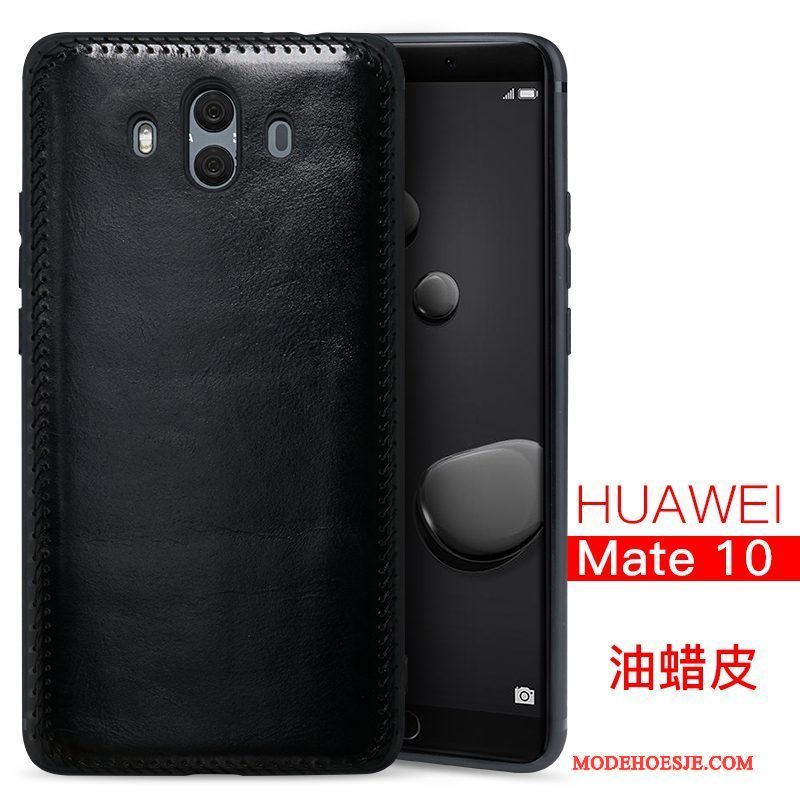 Hoesje Huawei Mate 10 Leer Telefoon Zwart, Hoes Huawei Mate 10 Zakken Kwaliteit Anti-fall