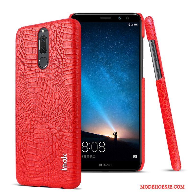 Hoesje Huawei Mate 10 Lite Leer Rood Krokodillenleer, Hoes Huawei Mate 10 Lite Bescherming Telefoon