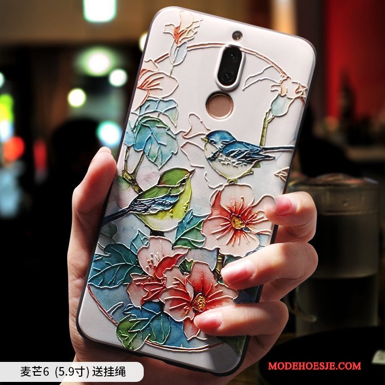 Hoesje Huawei Mate 10 Lite Scheppend Telefoon Roze, Hoes Huawei Mate 10 Lite Zacht Chinese Stijl Persoonlijk