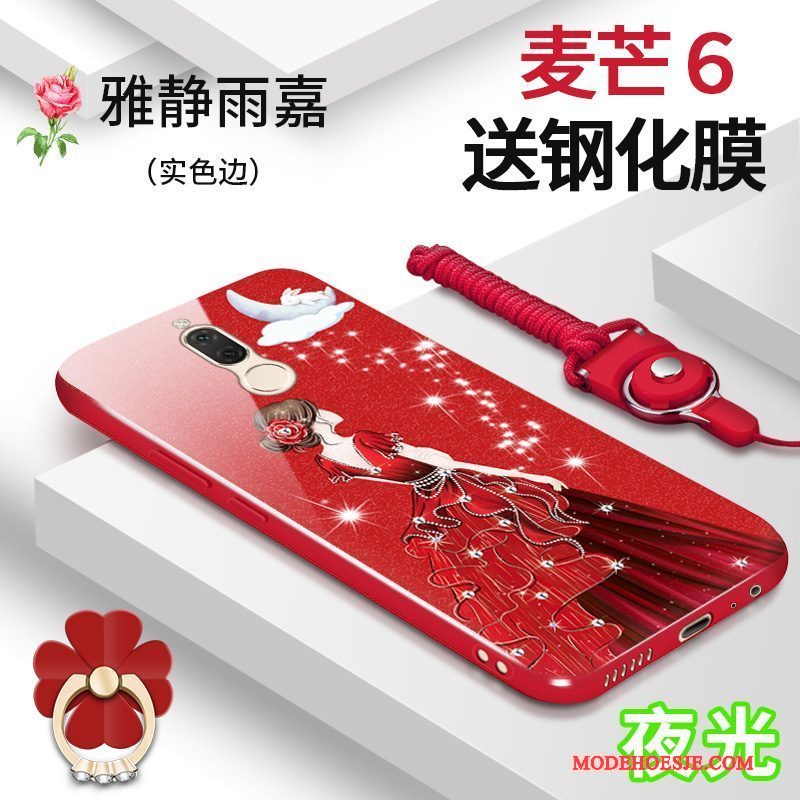 Hoesje Huawei Mate 10 Lite Siliconen Rood Anti-fall, Hoes Huawei Mate 10 Lite Zacht Persoonlijk Roze