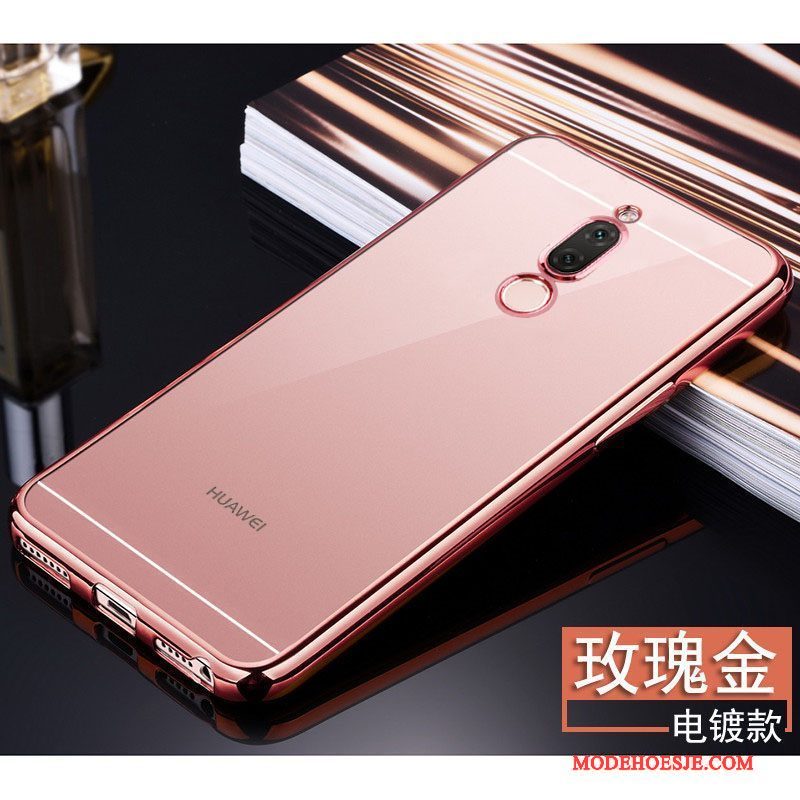 Hoesje Huawei Mate 10 Lite Siliconen Zwart Doorzichtig, Hoes Huawei Mate 10 Lite Bescherming Ring Anti-fall
