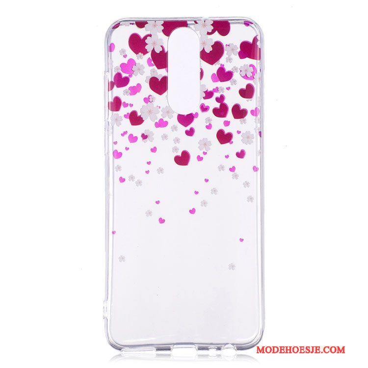 Hoesje Huawei Mate 10 Lite Spotprent Telefoon Purper, Hoes Huawei Mate 10 Lite Siliconen Hanger Anti-fall