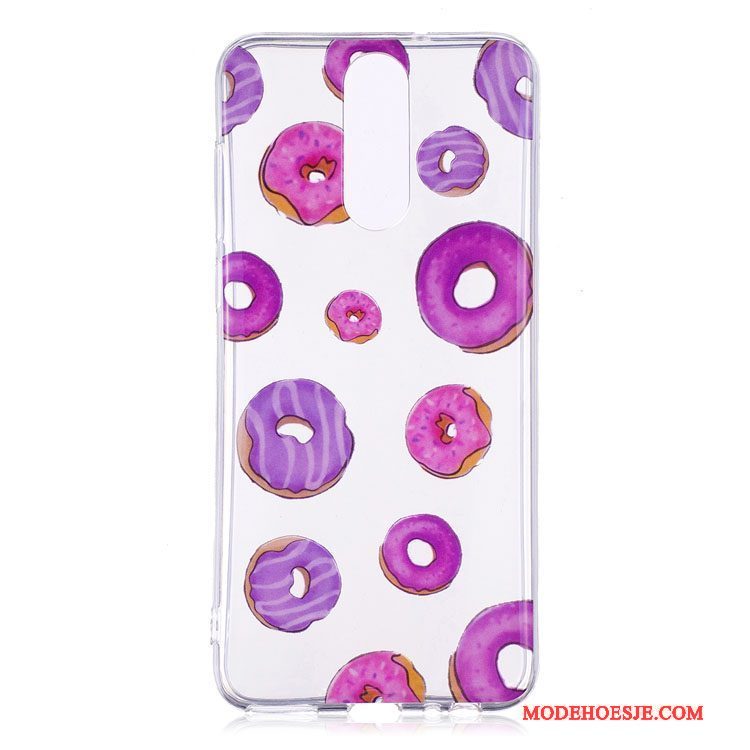 Hoesje Huawei Mate 10 Lite Spotprent Telefoon Purper, Hoes Huawei Mate 10 Lite Siliconen Hanger Anti-fall