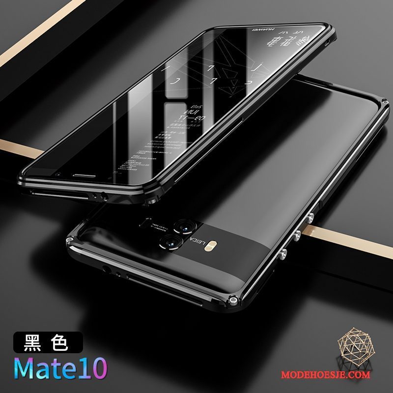 Hoesje Huawei Mate 10 Metaal Achterklep Omlijsting, Hoes Huawei Mate 10 Bescherming Telefoon Goud