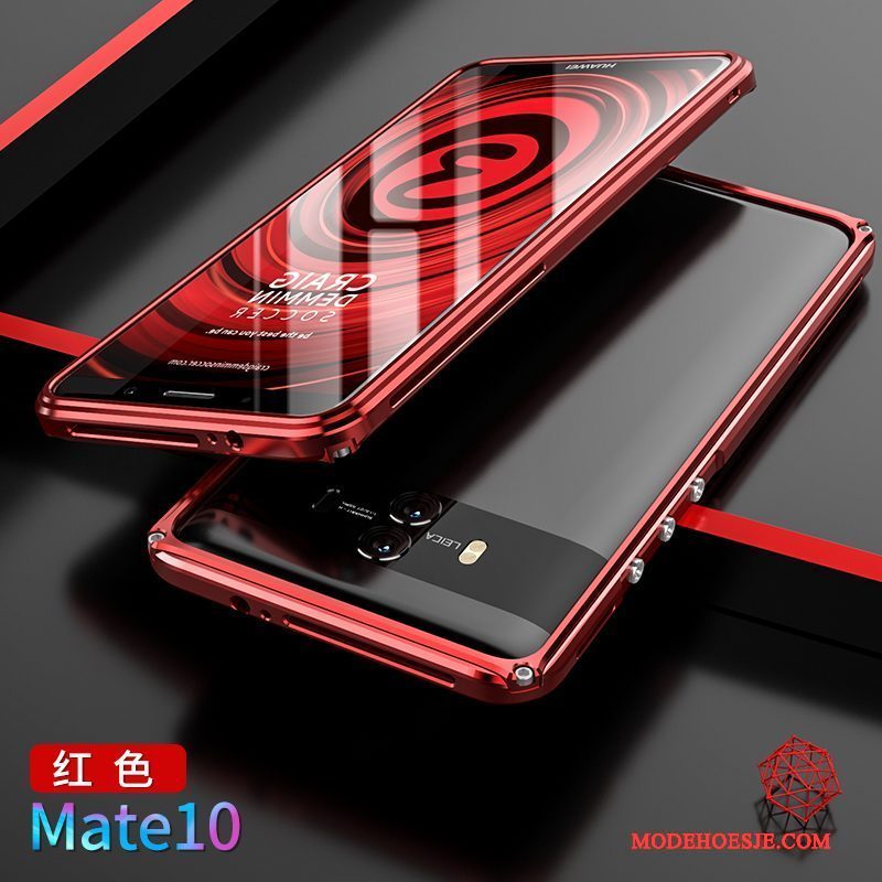 Hoesje Huawei Mate 10 Metaal Achterklep Omlijsting, Hoes Huawei Mate 10 Bescherming Telefoon Goud