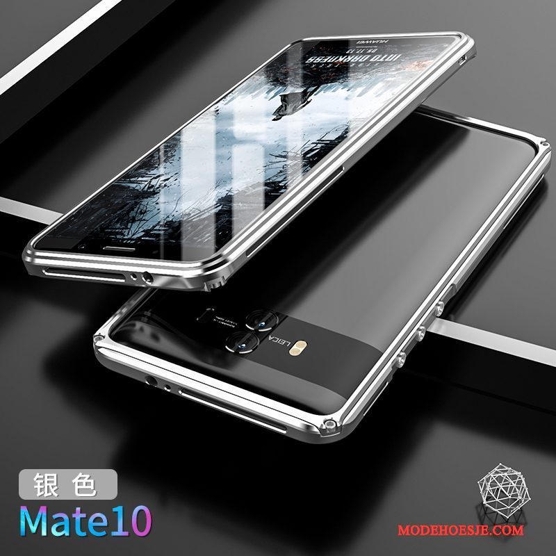Hoesje Huawei Mate 10 Metaal Achterklep Omlijsting, Hoes Huawei Mate 10 Bescherming Telefoon Goud