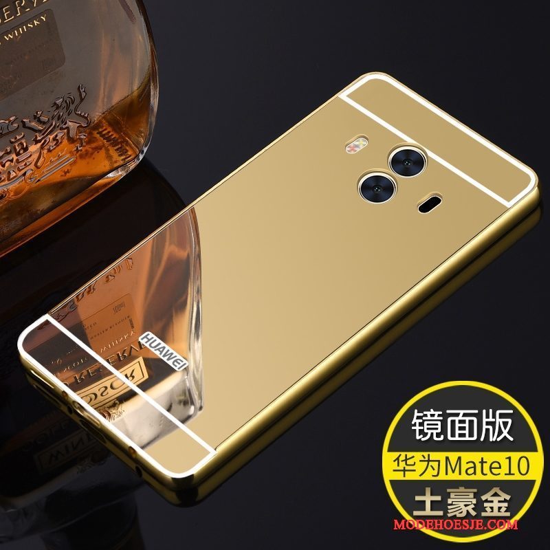 Hoesje Huawei Mate 10 Metaal Anti-fall Omlijsting, Hoes Huawei Mate 10 Bescherming Roze Spiegel