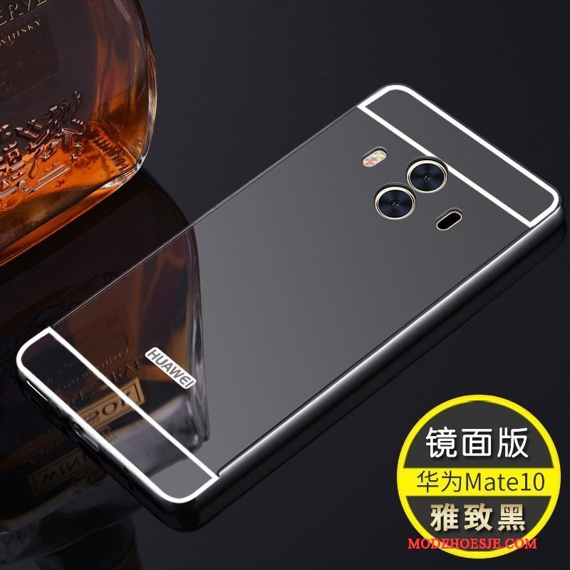 Hoesje Huawei Mate 10 Metaal Anti-fall Omlijsting, Hoes Huawei Mate 10 Bescherming Roze Spiegel