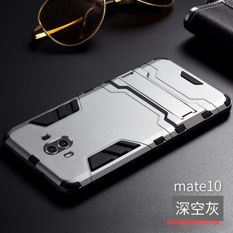 Hoesje Huawei Mate 10 Metaal Grijs Omlijsting, Hoes Huawei Mate 10 Bescherming Drie Verdedigingen Trend