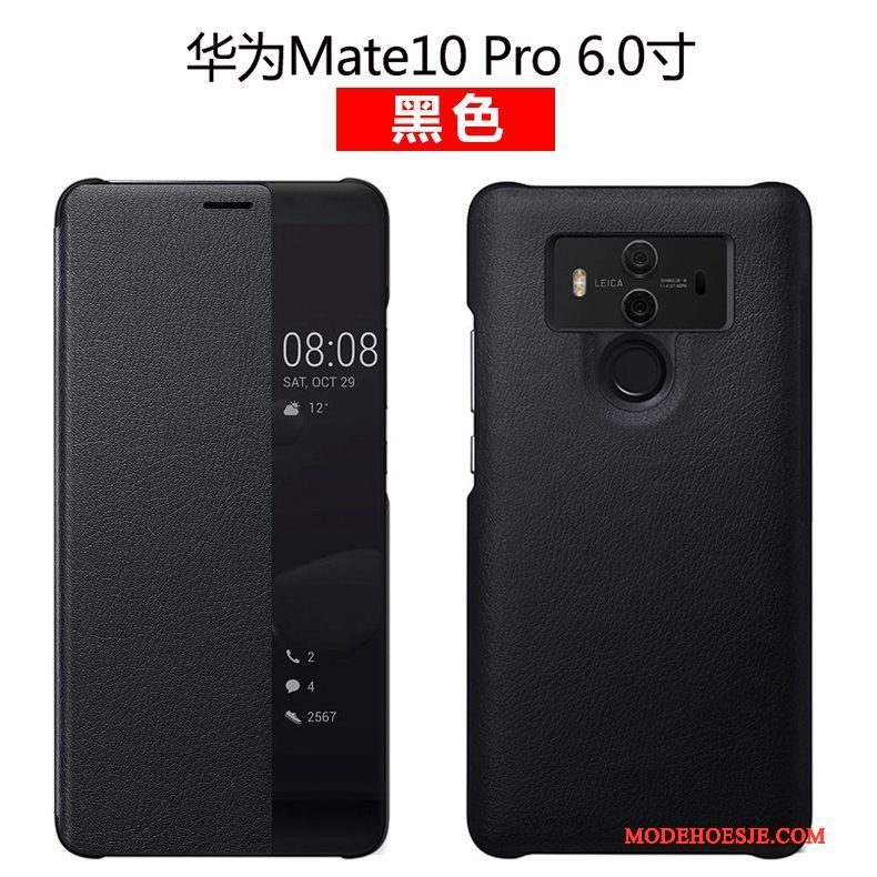 Hoesje Huawei Mate 10 Pro Bescherming Groentelefoon, Hoes Huawei Mate 10 Pro Leer