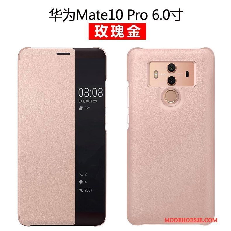 Hoesje Huawei Mate 10 Pro Bescherming Groentelefoon, Hoes Huawei Mate 10 Pro Leer