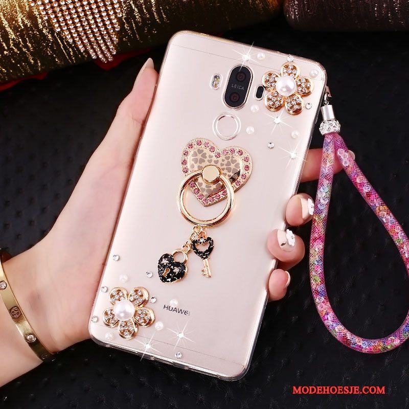 Hoesje Huawei Mate 10 Pro Bescherming Roze Ring, Hoes Huawei Mate 10 Pro Strass Trend Hanger