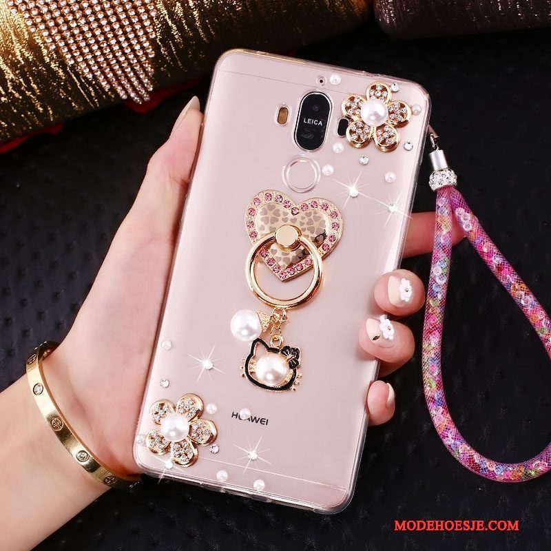 Hoesje Huawei Mate 10 Pro Bescherming Roze Ring, Hoes Huawei Mate 10 Pro Strass Trend Hanger