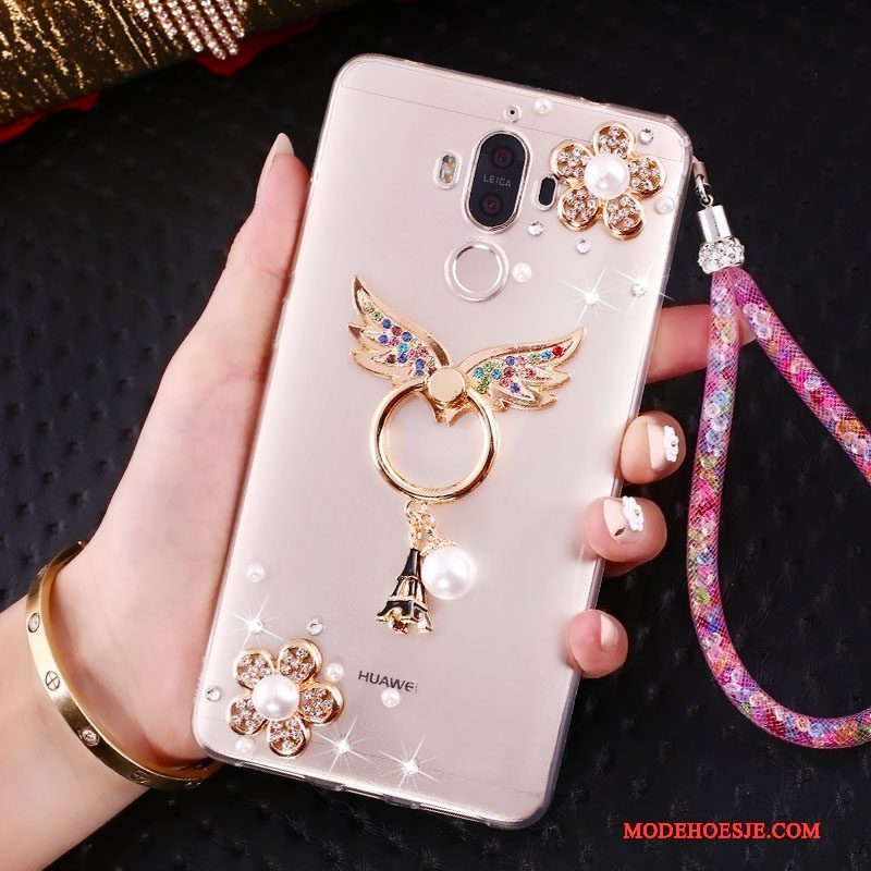 Hoesje Huawei Mate 10 Pro Bescherming Roze Ring, Hoes Huawei Mate 10 Pro Strass Trend Hanger