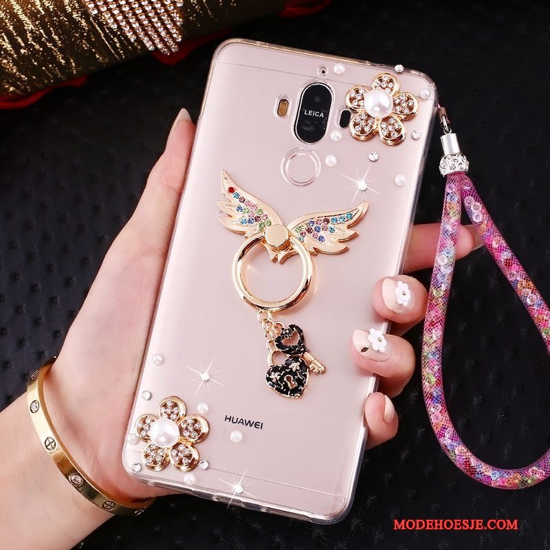 Hoesje Huawei Mate 10 Pro Bescherming Roze Ring, Hoes Huawei Mate 10 Pro Strass Trend Hanger