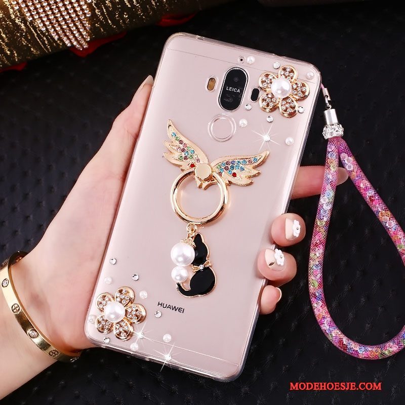 Hoesje Huawei Mate 10 Pro Bescherming Roze Ring, Hoes Huawei Mate 10 Pro Strass Trend Hanger