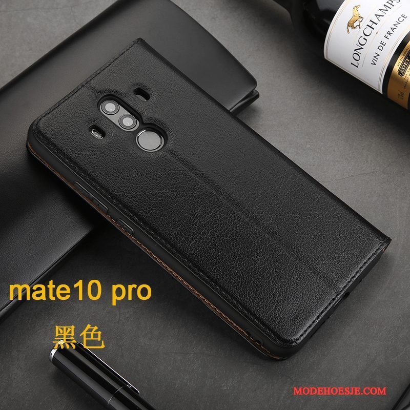 Hoesje Huawei Mate 10 Pro Leer Bedrijf Zwart, Hoes Huawei Mate 10 Pro Zakken Telefoon Anti-fall