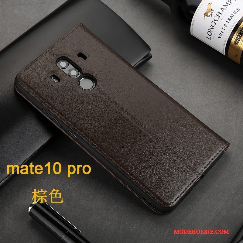 Hoesje Huawei Mate 10 Pro Leer Bedrijf Zwart, Hoes Huawei Mate 10 Pro Zakken Telefoon Anti-fall