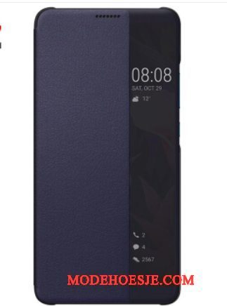 Hoesje Huawei Mate 10 Pro Leer Blauwtelefoon, Hoes Huawei Mate 10 Pro Bescherming Winterslaap