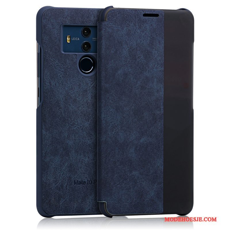 Hoesje Huawei Mate 10 Pro Leer Kasjmier Zwart, Hoes Huawei Mate 10 Pro Bescherming Bedrijf Winterslaap