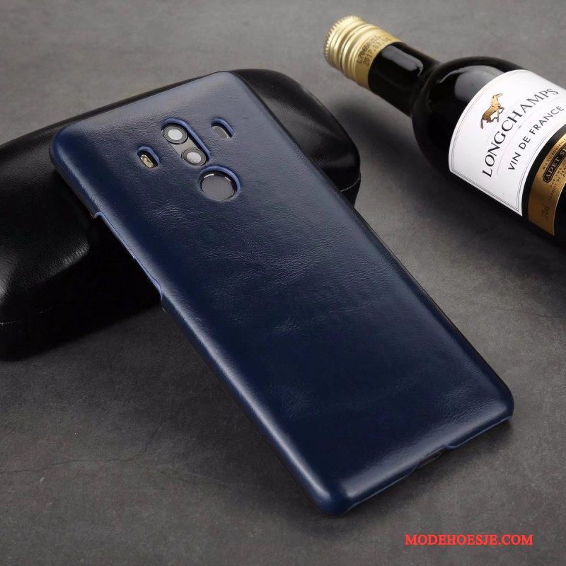 Hoesje Huawei Mate 10 Pro Leer Schrobben Zwart, Hoes Huawei Mate 10 Pro Bescherming Telefoon Koe