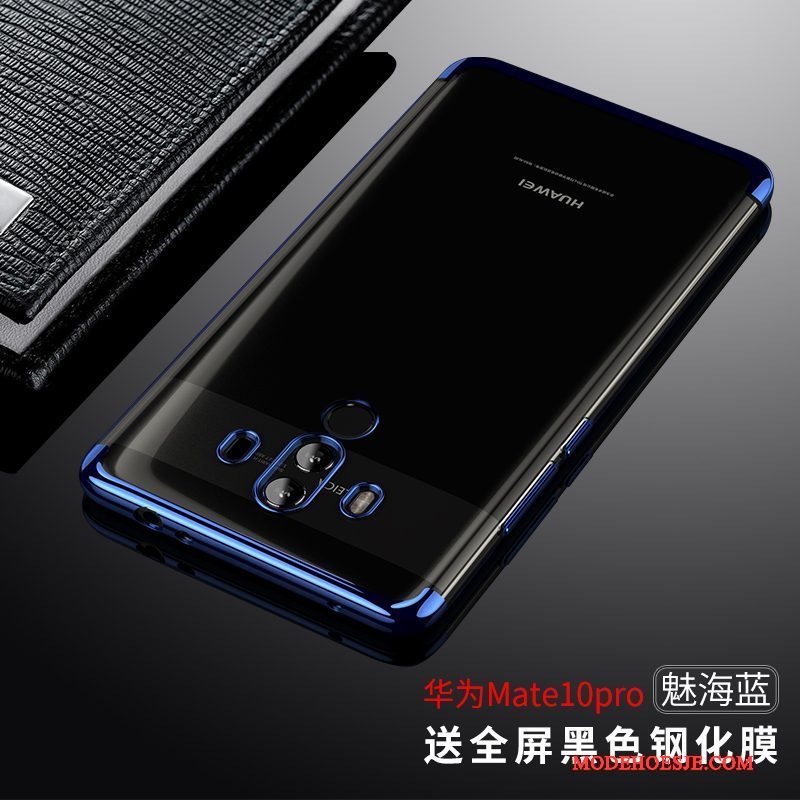 Hoesje Huawei Mate 10 Pro Siliconen Trendy Merk Blauw, Hoes Huawei Mate 10 Pro Zacht Telefoon Plating