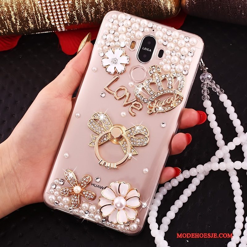 Hoesje Huawei Mate 10 Pro Strass Doorzichtig Rood, Hoes Huawei Mate 10 Pro Telefoon