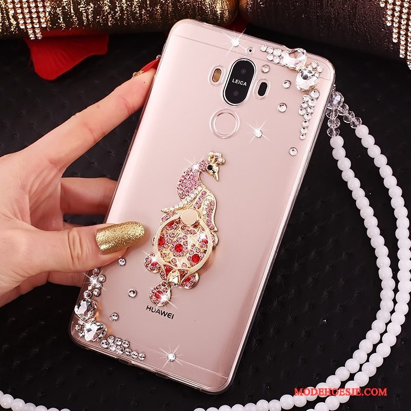 Hoesje Huawei Mate 10 Pro Strass Doorzichtig Rood, Hoes Huawei Mate 10 Pro Telefoon