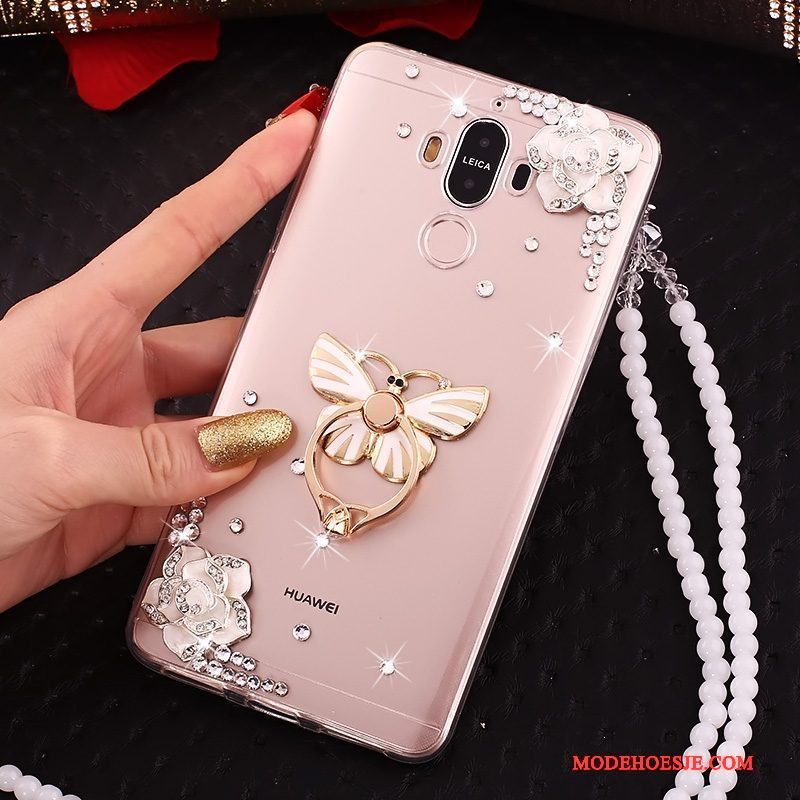 Hoesje Huawei Mate 10 Pro Strass Doorzichtig Rood, Hoes Huawei Mate 10 Pro Telefoon