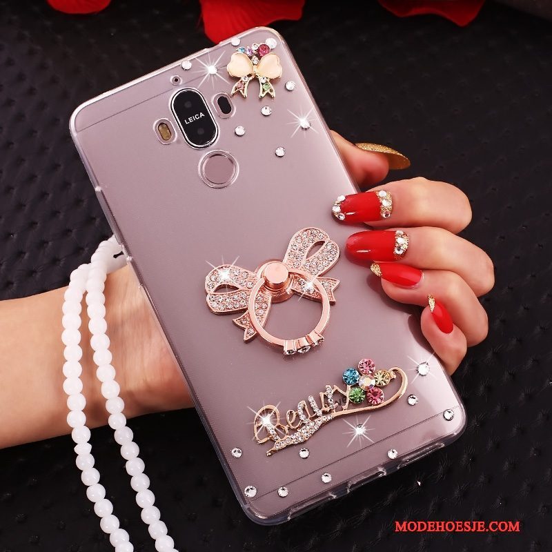 Hoesje Huawei Mate 10 Pro Strass Doorzichtig Rood, Hoes Huawei Mate 10 Pro Telefoon