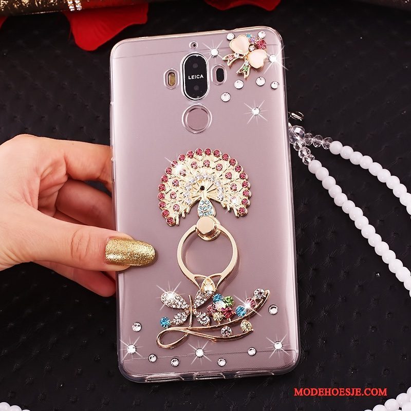 Hoesje Huawei Mate 10 Pro Strass Doorzichtig Rood, Hoes Huawei Mate 10 Pro Telefoon