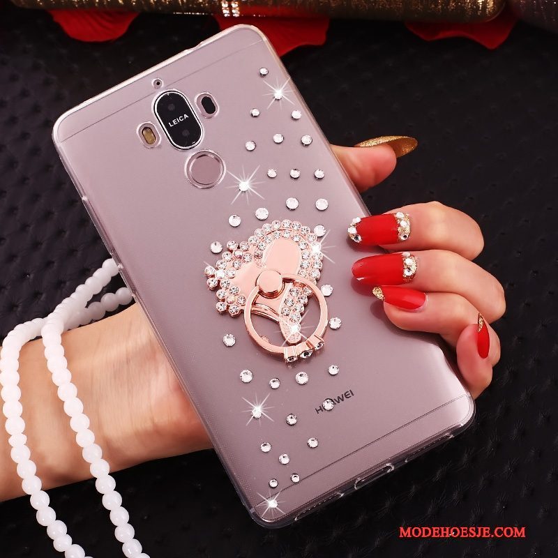 Hoesje Huawei Mate 10 Pro Strass Doorzichtig Rood, Hoes Huawei Mate 10 Pro Telefoon