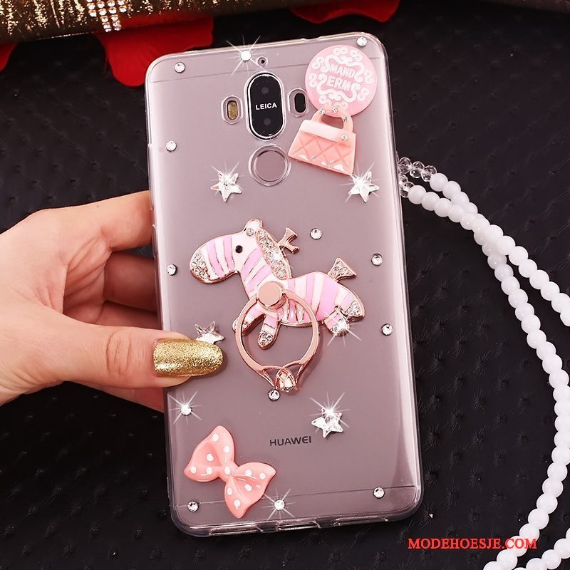 Hoesje Huawei Mate 10 Pro Strass Doorzichtig Rood, Hoes Huawei Mate 10 Pro Telefoon