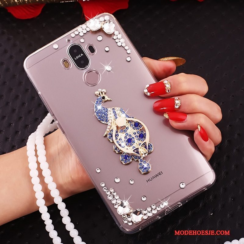 Hoesje Huawei Mate 10 Pro Strass Doorzichtig Rood, Hoes Huawei Mate 10 Pro Telefoon